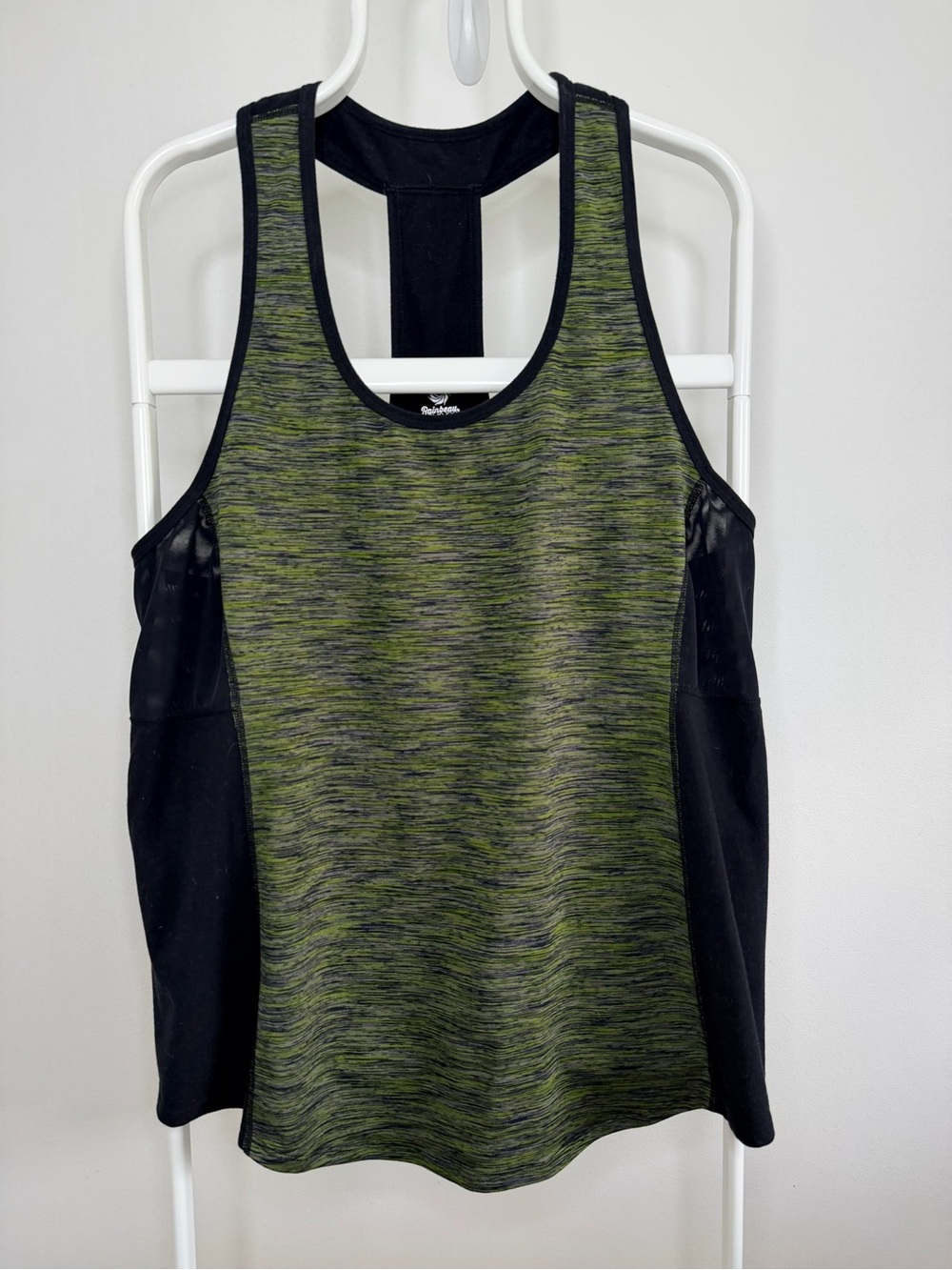 Green Space-Dye Racerback Tank with Black Panels